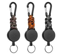 TRKETK 3 Piezas Llavero Retráctil, Cordón Extensible JoJo con Cuerda de Acero Extensible de 60 cm Llavero Retráctil Resistente Extensible Retractil Cable Acero para Soporte de Tarjeta ID Llave