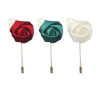 TRKETK 3 Piezas Ramilletes de Rosa Hombre con Ojal Flor de Raso Alfiler de Solapa Accesorios Elegantes y Clásicos Para Hombres en Boda Fiesta de Promoción Aniversarios Cenas Formales Decoración