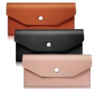 TRKETK 3 Piezas Sobres de Efectivo de PU, Cartera de Cuero para Relleno de Dinero Sobres de Dinero Reutilizables Cartera de Cuero Auténtico Funda de Piel Sintética para Dinero en Efectivo (3 Colores)
