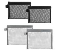 TRKETK 4 Piezas Bolsa de Cosméticos de Malla, Paquete Cremallera Malla Transparente Cosmética Pequeño Kit De Bolsa De Cosméticos De Viaje Nylon Bolsos Ducha con Cremallera para Llevar Cejas Rubor