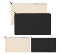 TRKETK 4 Piezas Bolsas de Maquillaje de Lona, Estuche de Lápices Multifuncional Lona Bolsa Neceser Telas Pequeño Bolsas para Lápices Neceser DIY para Pinten, Decoren (Negro+Beige)