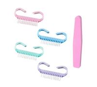 TRKETK 4 Piezas Cepillo de Uñas con 1 Lima Uñas con Mango De Plástico Adecuado Limpieza de Manos Herramientas Para Limpieza De Dedos Y Uñas Manicura De Fregado Mascotas