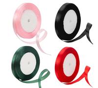 TRKETK 4 Piezas Cinta de Satén 10mmx22m Cinta de Raso Lazos Regalos Rollo de Cinta de Raso Satén para Manualidades y Complementos el Pelo Coser Arte Lazo y Tira Embalaje d Decoración de Bodas