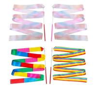 TRKETK 4 Piezas Cintas de Baile, Varitas de Cinta de Gimnasia para Niños Cinta Gimnasia Ritmica Niña 2 m Cinta Baile Giratoria Larga Cintas de Ballet Rítmicas Brillantes para Niños (Multicolor)