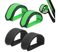 TRKETK 4 Piezas Correas para Pedales de Bicicleta, Correas de Pedal Antideslizantes Ajustables Pedales de Bicicleta Antideslizante Cinturón Accesorios de Seguridad para Bicicletas (Negro, Verde)
