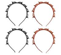 TRKETK 4 Piezas Diadema con Pinzas, Pinzas para el Pelo Trenzadas Horquillas De Doble Flequillo para Peinado Diademas con Clips de Plástico Horquilla de Peluquería para Mujeres Niñas (Negras+Marrones)