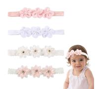TRKETK 4 Piezas Diademas de Flores para Niñas Flor de Gasa Diadema de Flores de Encaje Bonitas y Elegantes Diademas Blandas Accesorios Para el Pelo de las Niñas Fotografía Infantil