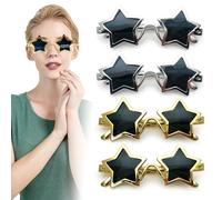 TRKETK 4 Piezas Gafas de Sol en Forma de Estrella, Lentes de Pentagrama de los Años 80 Accesorios para Fotomatón Lentes de Fiesta de PC Herramientas de Fotos para Niños y Adultos