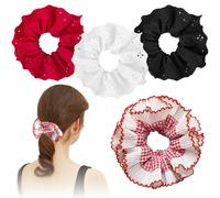 TRKETK 4 Piezas Grandes Coletero de Encaje para Mujer, Cabello Scrunchies Gomas Elástico Scrunchy Lazos Suaves Cuerdas para El Pelo Trenzado para Deportes, Fiestas, Escuelas, Viajes (Multicolor)