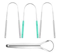 TRKETK 4 Piezas Limpiadores de Lengua, Raspador de Lengua Limpiador Lingual Acero Inoxidable Forma di "U" Limpiador de Lengua Cepillo de Lengua para Limpieza Bucal Tonggue Scraper para Adultos y Niños