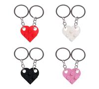 TRKETK 4 Piezas Llaveros de Corazón, Juego de San Valentín Multicolor para Novio y Novia, Ladrillo Pequeño