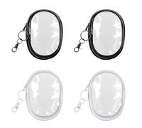 TRKETK 4 Piezas Mini Monedero Transparente De Llave Bolsas con Cremallera para Cosméticos Portátil Exhibición Ovalada para Mujeres Cargadores Monedas Accesorios para Viaje Uso Diario