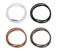 TRKETK 4 Piezas Pulsera Cuero Brazalete de Cuero Trenzado Pulsera de Cuero Trenzado de Doble Envoltura Pulsera Trenzada Elegante con Cierre de Bayoneta de Aleación para Hombres y Mujeres