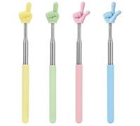 TRKETK 4 Piezas Telescópica Profesores Puntero, Mini Puntero Retráctil Puntero Extensible de Mano Punteros Presentaciones de Acero Inoxidable Puntero de Dedo Extensible (Amarillo, Verde, Rosa y Azul)