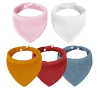 TRKETK 5 Piezas Baberos para Bebés, Babero Triangular para Bebé Suave & Absorbente Baberos para Bebés con 2 Botones Ajustables Algodón Baberos Bebe Bandanas Baberos Bebe Bandanas Unisex