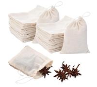 TRKETK 50 Piezas Bolsas de Muselina de Algodón con Cordón, Pequeñas Bolsas de Algodón Bolsas de Té Reutilizables Bolsas de Infusión con Cordón Lavable Bolsa para Especias Té Café Joyería(8x10 cm)