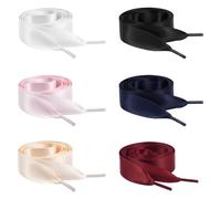 TRKETK 6 Pares Cordones de Zapatos de Satén Cordones de Seda Planos y Coloridos Planos de Satén de Seda Suave para Zapatillas de Deporte Zapatillas para Correr Entrenamiento Zapatos Casual