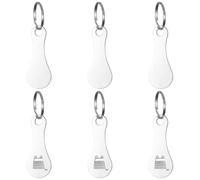 TRKETK 6 Piezas de Ficha de Carro Fichas de Acero Inoxidable Chip para Carrito de la Compra Extraíble con Llavero para Liberar Carros de Supermercado de Compras