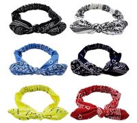 TRKETK 6 Piezas Diademas con Lazo para Mujer, Diadema de Orejas de Conejo Elástica Retro Bandas para el Pelo Estampadas Accesorios para el Cabello Lindas Diademas de Orejas de Conejo