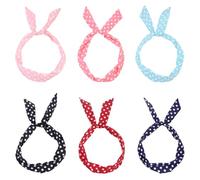 TRKETK 6 Piezas Diademas Retro de Lunares Diadema con Lazo y Orejas de Conejo Diadema de Alambre Ajustable Diademas Navideñas con Estampado Para el Pelo Niñas Chicas y Mujeres