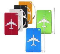 TRKETK 6 Piezas Etiquetas de Equipaje, Etiquetas de Maleta de Aluminio con Lazo de Acero y Tarjeta de Identificación Impermeable para Bolsas de Equipaje, Maletas y Mochilas (6 Colores)