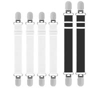 TRKETK 6 Piezas Sujetadores de Hojas Sujetadores de Sábanas Ajustables con Clips Metálicos Fuertes Ajustables Elásticos Correas Cama Clips para Sábanas Sofás Tablas de Planchar