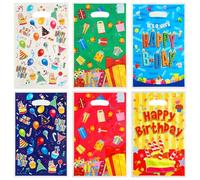 TRKETK 60 Piezas Bolsas de Plástico para Fiestas de Niños, Bolsas Regalo Cumpleaños Lindos Suministros de Fiesta de Cumpleaños para Niñas y Niños para Navidad, Bodas, Bolsas Galletas, 6 Estilos
