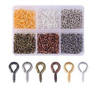 TRKETK 600 Piezas Ganchos de Tornillo Pequeños, Mini Pasadores de Ojo de Metal Roscados 8x4 mm Tornillos de Ojal Tornillo Ganchos Pernos de Ojos para Fabricación de Joyas Manualidades, Seis Colores