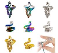 TRKETK 8 Piezas Anillo de Ganchillo Ajustable - Marcadores de Tejer con Guía de Hilo - Accesorios de Pavo Real Abierto Multicolor
