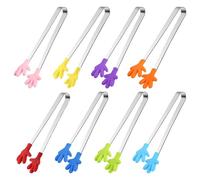 TRKETK 8 Piezas Mini Pinzas Multifuncionales para Alimentos, Pinzas Silicona Cocina Mini Pinzas de Mano Alicates para Cubitos de Hielo Alicates de Acero Inoxidable para Cocinar Barbacoa Buffet Dulces