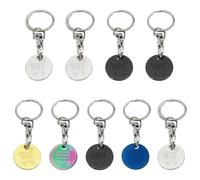 TRKETK 9 Piezas Llavero con Moneda de Carro, Fichas de Carrito Llavero de Moneda de Cesta Monedas de Carrito de Acero Inoxidable Fichas De Carrito Universal Extraíble Carrito de Compras con Chip