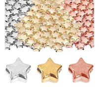 TRKETK 900 piezas cuentas con forma de estrella para pulseras, botones con forma de estrella DIY para manualidades, cuentas espaciadoras para pulseras de 6 mm con agujero pequeño, botones chapados en