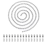 TRKETK Cadena de Cuentas de Bolas de 5 Metros, Extensión de Cadena de Tracción con Cuentas Cadena de Persiana Enrollable con Cuentas de Metal con 30 Conectores a Juego (3,2 mm, Plata)