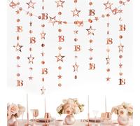 TRKETK Decoración de Pancarta de Cumpleaños Número 18, Juego de Decoración de Feliz Cumpleaños de Oro Rosa Kit de Guirnalda de Estrellas Centelleantes con Lunares Circulares Metálicos para Colgar