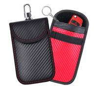 TRKETK Faraday - Paquete de 2 fundas bloqueadoras de señal para llaves de coche, bloqueo RFID, bolsa de protección de seguridad para coche con gancho