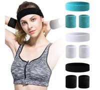 TRKETK Juego de 3 Piezas de Muñequeras para Ejercicio, Baloncesto Muñequeras Diadema Juego de Muñequeras Banda para el Sudor para Hombres y Mujeres Muñequera de Algodón Terry para Gimnasio Tenis
