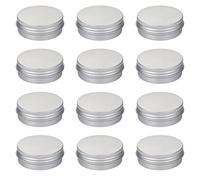 TRKETK Tarros de Aluminio de 30 ml para Muestras de Viaje - 12 Piezas con Tapas de Rosca para Bálsamo Labial, Velas, Cosméticos en Polvo
