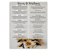 TRKTDXLQRI 7 Deadly Sins and 7 Virtues Contrast Art Print Philosophical Wall Decor for Living Room or Study Unframed,08x12inch(20x30cm)