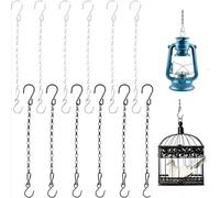 TRLREQ 12 Stück Blumenampel-Ketten, 6 silberne und 6 schwarze, Stahlkette mit Zwei S-Haken, Metallkette 29 cm, Kette Zum Aufhängen Für Blumenampeln