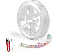 TRLREQ Cordón encerado para pulseras, 0,4 mm x 100 m, gancho de ganchillo y aguja, fabricación de joyas, manualidades (blanco)