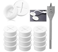 TRLREQ Juego de 12 ojales de pared de silicona blanca | Cubierta flexible de 25 mm para agujero de escritorio y pared con broca, ojales duraderos para gestión de cables de oficina, hogar y escuela