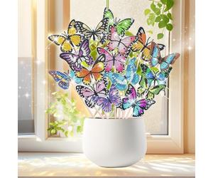 TRLREQ Paquete de 16 pinturas de diamantes para decoración de mariposas, manualidades para niños y adultos, kits para pintura de diamantes