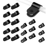 TRLREQ Paquete de 240 clips de cable tipo R, 5 tamaños de nailon R, clips de cable, soporte de cable, negro, abrazaderas de cable tipo R para oficina