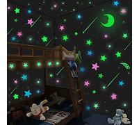 TRLREQ Pegatinas Brillantes Nocturnas - 206 Estrellas y Lunas 3D para Pared - Decoración Habitación Infantil - Autoadhesivas para Techo/Pared