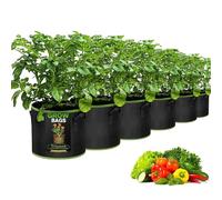 Trlyane Bolsa de Cultivo 6x20L, Bolsas de Tela no Tejida para Plantas, Maceta de Cultivo con Asa, Bolsa de Plantación Reutilizable para Jardinería Flores y Verduras