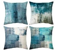 Trlyane Fundas Cojines 45 x 45 Fundas de Cojin para Decoracion Hogar Sofa Cama Sillas Jardin Cojines Modernos de Lino para Dormitorio Sala de Estar 4 Piezas Serie,Patrones Artísticos Abstractos
