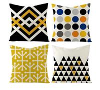 Trlyane Fundas Cojines Suaves y Transpirables 45x45 cm,Juego de 4 Lino Cojines Decoracion,Patrón Geométrico, Cojines Decorativos para Sofá,Dormitorio y Sala de Estar