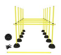 TRMLBE Conjunto de arra de Slalom Obstáculos de Agilidad para niños de fútbol Bastones de Entrenamiento Bastones de Slalom con Bastones, pies y Clips de conexión - Amarillo