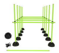 TRMLBE Conjunto de arra de Slalom Obstáculos de Agilidad para niños de fútbol Bastones de Entrenamiento Bastones de Slalom con Bastones, pies y Clips de conexión - Verde