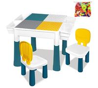 TRMLBE Mesa Infantil Multifuncional Con 2 Sillas y Espacio de Almacenamiento - Juego de Mesa y Silla Para Actividades y Bloques de Construcción